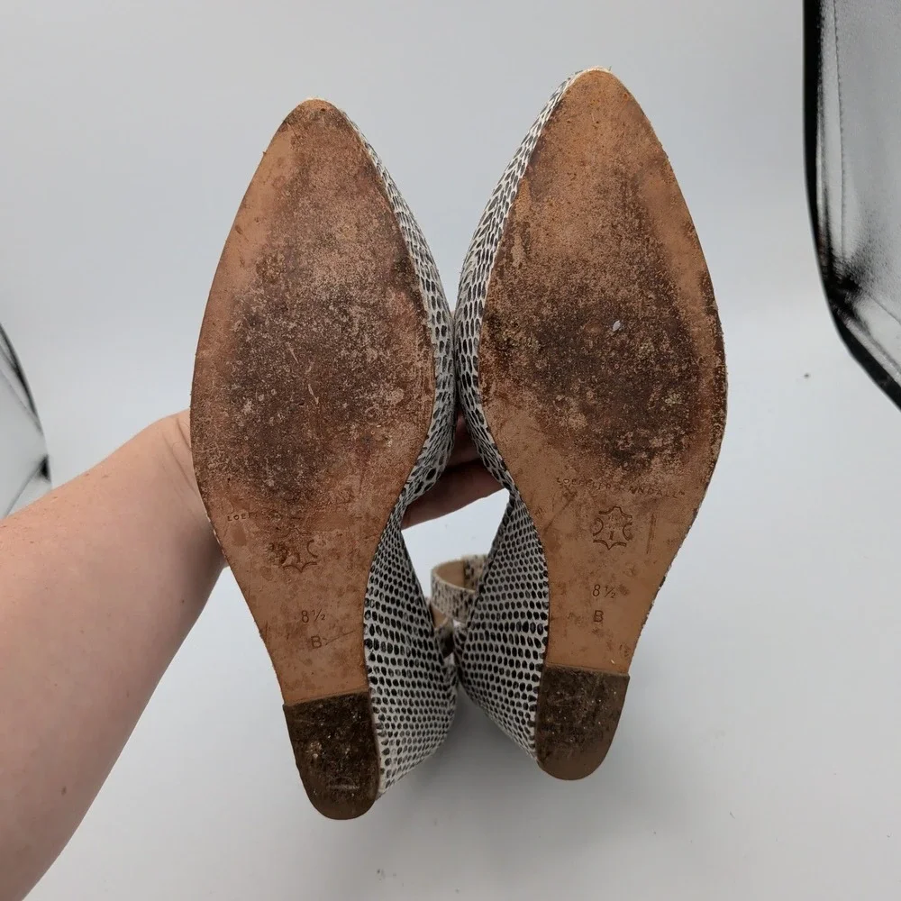 Loeffler Randall Womens Python Snakeskin Print Pointed Toe Wedge Pumps 8.5 B